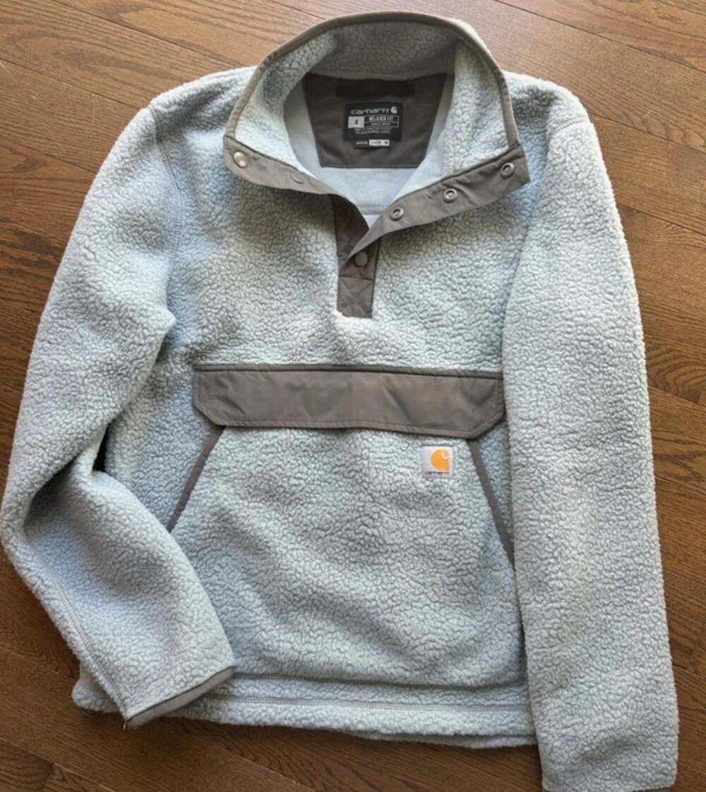 Carhartt Relaxed Fit Fleece Snap Front Pullover Size S Blue